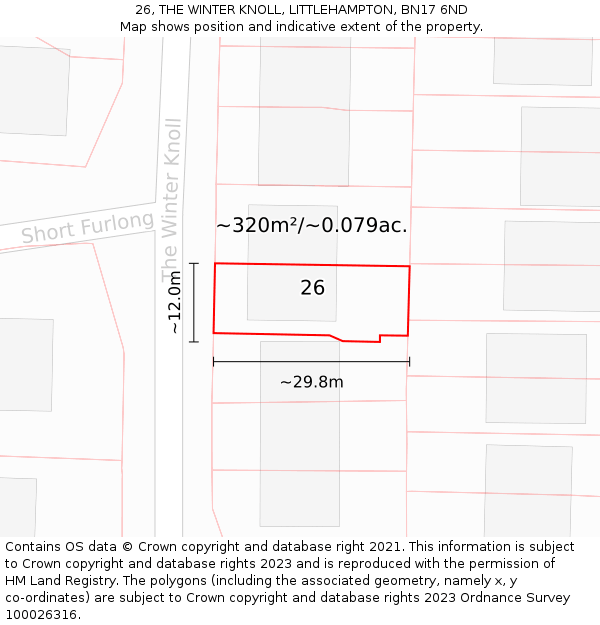 26, THE WINTER KNOLL, LITTLEHAMPTON, BN17 6ND: Plot and title map