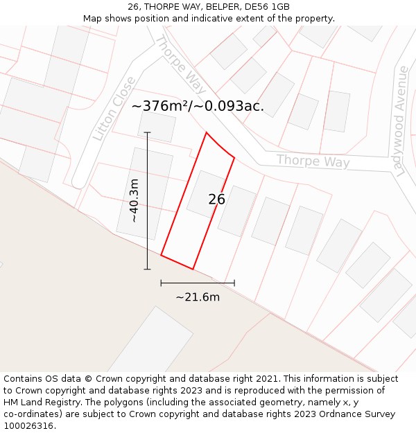 26, THORPE WAY, BELPER, DE56 1GB: Plot and title map