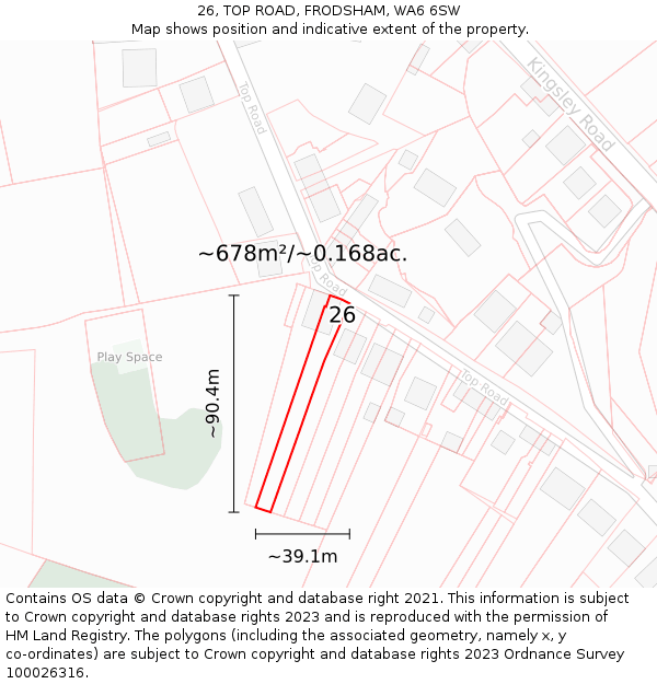 26, TOP ROAD, FRODSHAM, WA6 6SW: Plot and title map