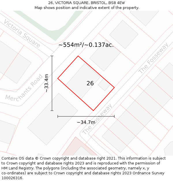 26, VICTORIA SQUARE, BRISTOL, BS8 4EW: Plot and title map