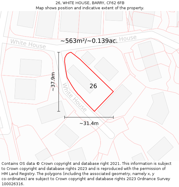 26, WHITE HOUSE, BARRY, CF62 6FB: Plot and title map