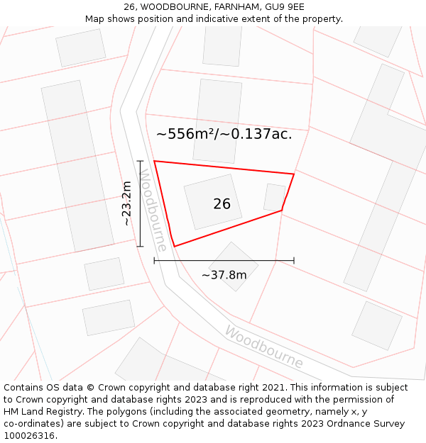 26, WOODBOURNE, FARNHAM, GU9 9EE: Plot and title map