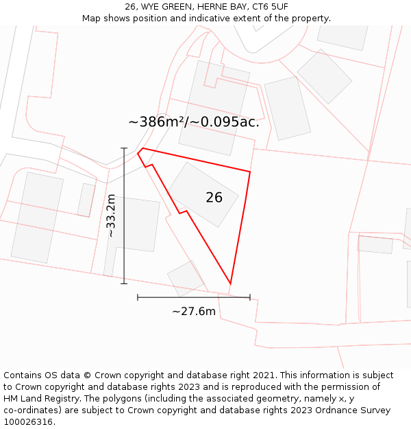 26, WYE GREEN, HERNE BAY, CT6 5UF: Plot and title map