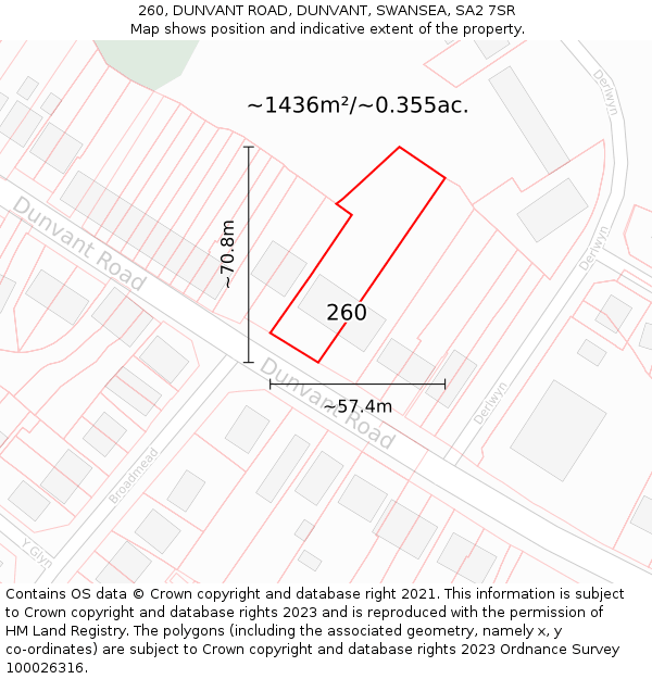 260, DUNVANT ROAD, DUNVANT, SWANSEA, SA2 7SR: Plot and title map