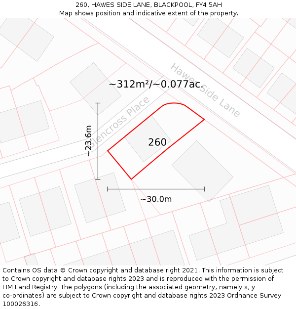 260, HAWES SIDE LANE, BLACKPOOL, FY4 5AH: Plot and title map