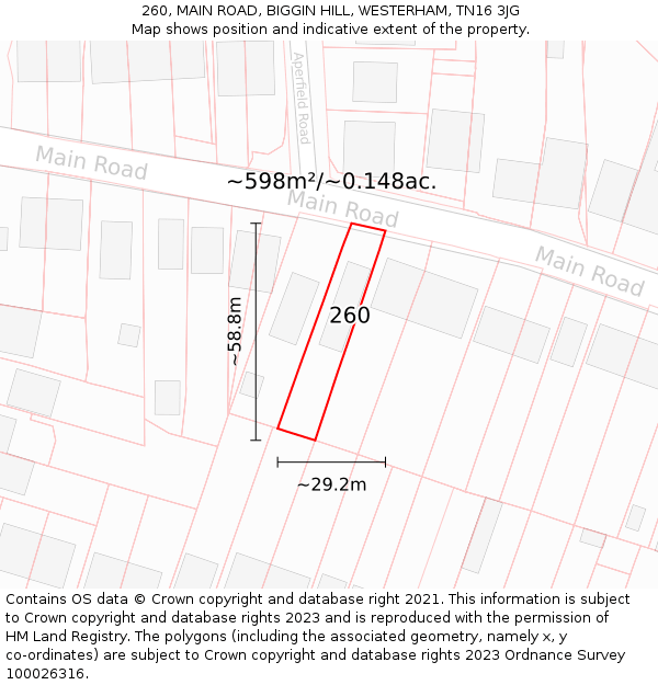 260, MAIN ROAD, BIGGIN HILL, WESTERHAM, TN16 3JG: Plot and title map