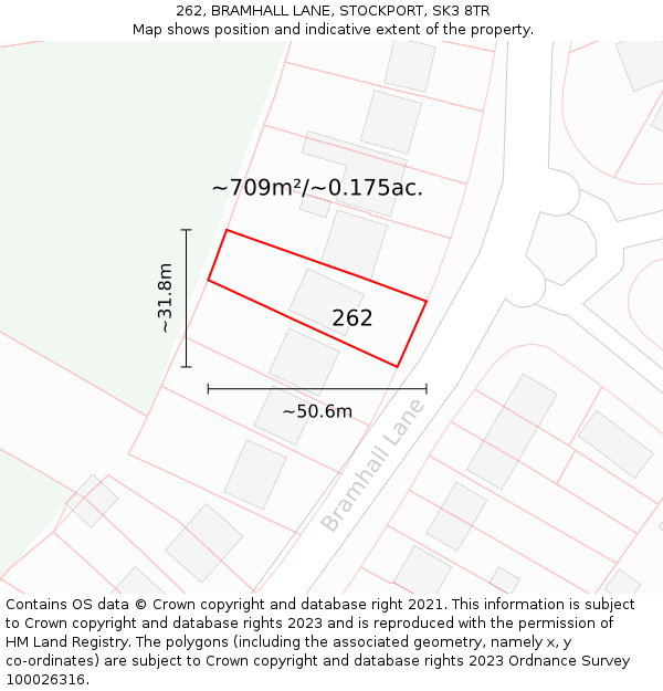 262, BRAMHALL LANE, STOCKPORT, SK3 8TR: Plot and title map