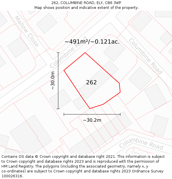 262, COLUMBINE ROAD, ELY, CB6 3WP: Plot and title map