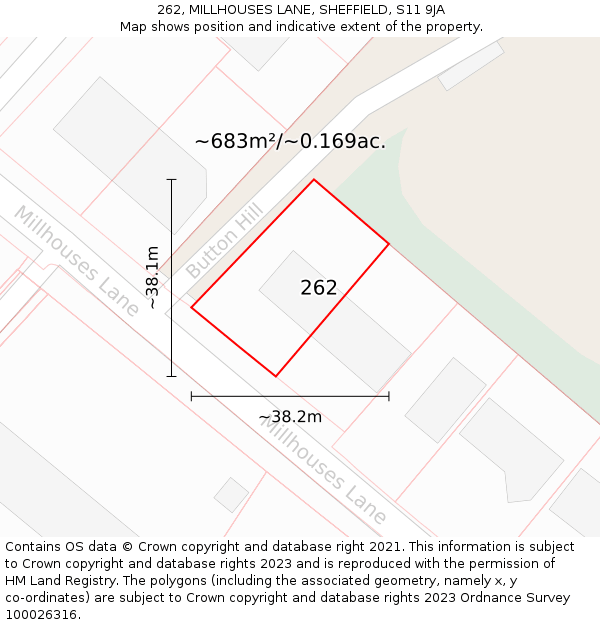 262, MILLHOUSES LANE, SHEFFIELD, S11 9JA: Plot and title map