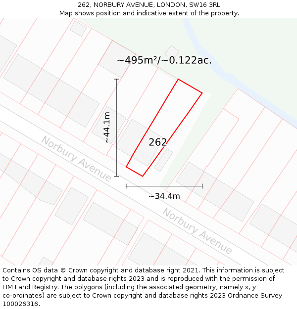 262, NORBURY AVENUE, LONDON, SW16 3RL: Plot and title map