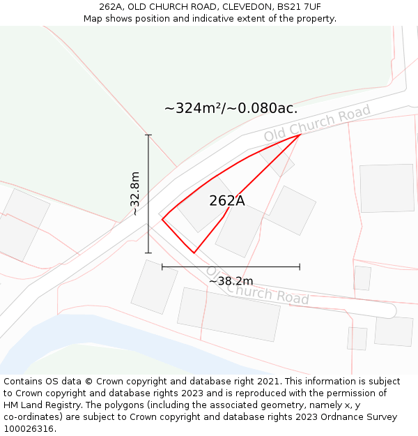 262A, OLD CHURCH ROAD, CLEVEDON, BS21 7UF: Plot and title map