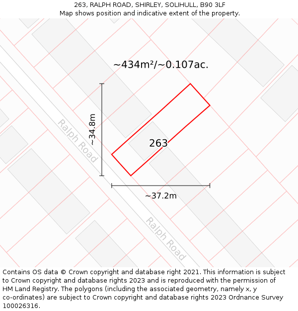 263, RALPH ROAD, SHIRLEY, SOLIHULL, B90 3LF: Plot and title map
