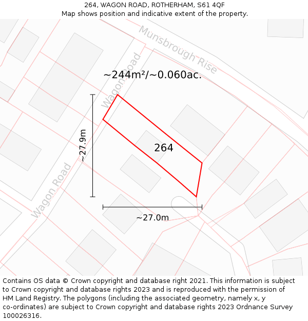 264, WAGON ROAD, ROTHERHAM, S61 4QF: Plot and title map