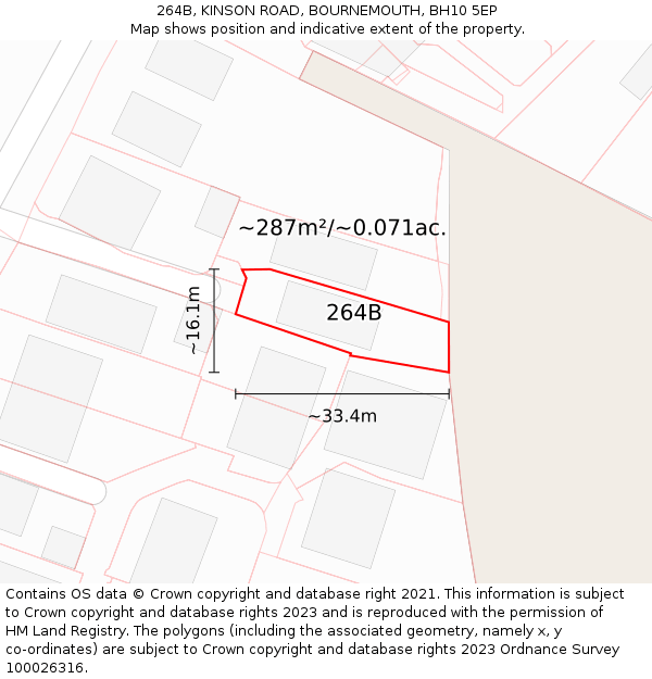 264B, KINSON ROAD, BOURNEMOUTH, BH10 5EP: Plot and title map