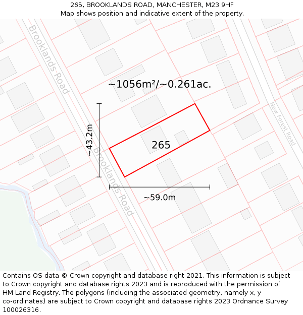 265, BROOKLANDS ROAD, MANCHESTER, M23 9HF: Plot and title map