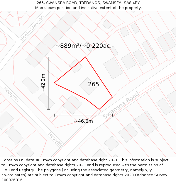 265, SWANSEA ROAD, TREBANOS, SWANSEA, SA8 4BY: Plot and title map
