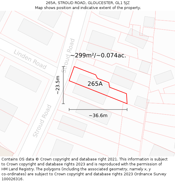 265A, STROUD ROAD, GLOUCESTER, GL1 5JZ: Plot and title map