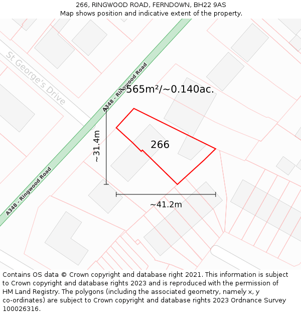 266, RINGWOOD ROAD, FERNDOWN, BH22 9AS: Plot and title map