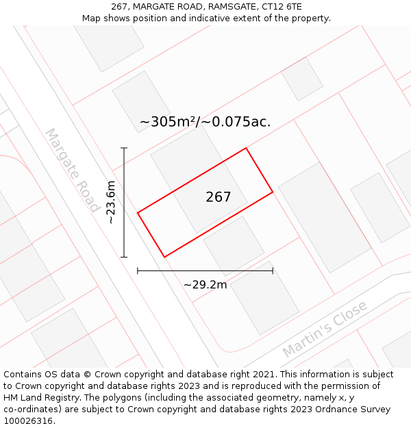 267, MARGATE ROAD, RAMSGATE, CT12 6TE: Plot and title map