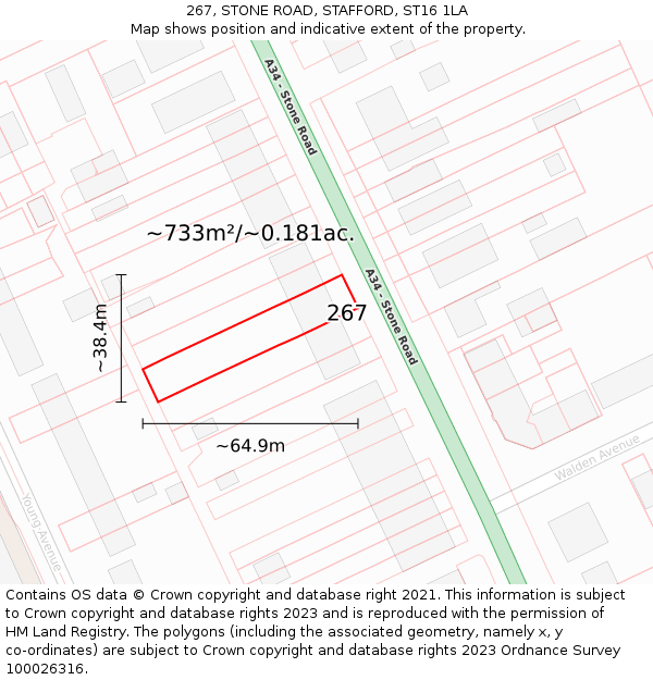 267, STONE ROAD, STAFFORD, ST16 1LA: Plot and title map