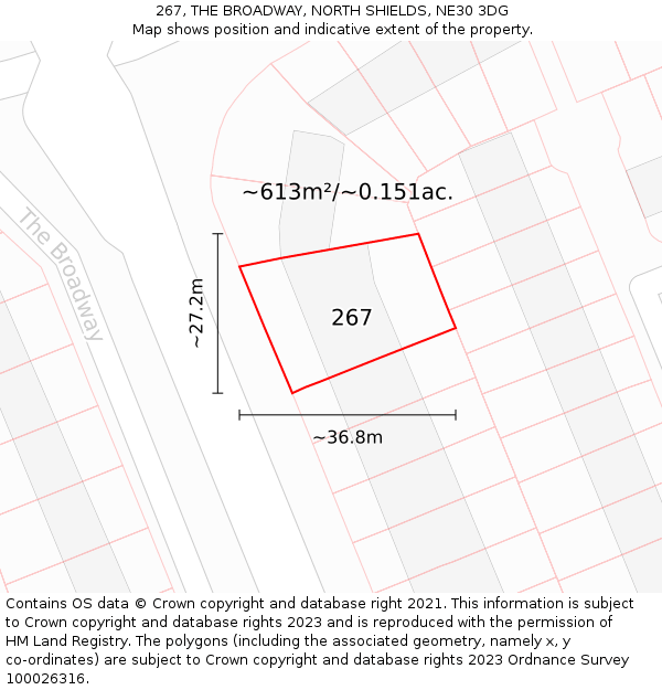 267, THE BROADWAY, NORTH SHIELDS, NE30 3DG: Plot and title map