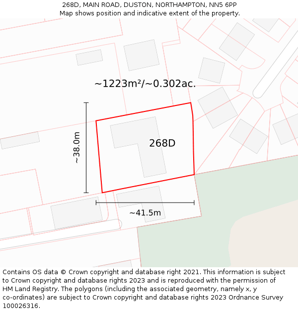 268D, MAIN ROAD, DUSTON, NORTHAMPTON, NN5 6PP: Plot and title map