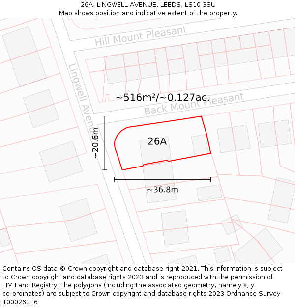 26A, LINGWELL AVENUE, LEEDS, LS10 3SU: Plot and title map