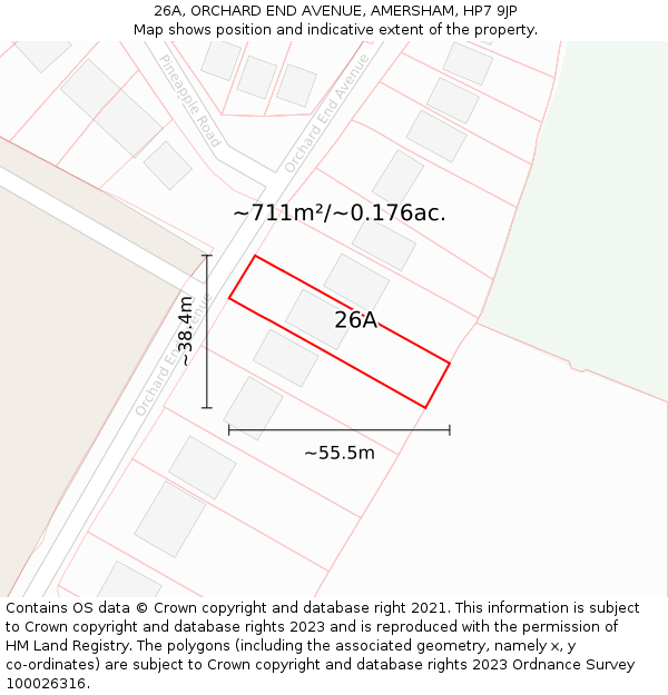 26A, ORCHARD END AVENUE, AMERSHAM, HP7 9JP: Plot and title map