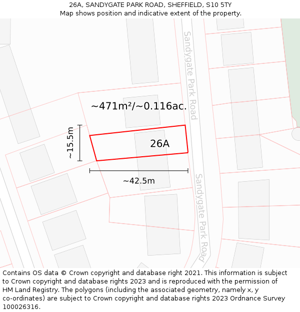 26A, SANDYGATE PARK ROAD, SHEFFIELD, S10 5TY: Plot and title map