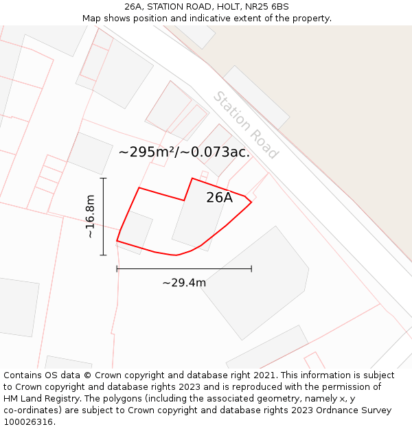 26A, STATION ROAD, HOLT, NR25 6BS: Plot and title map