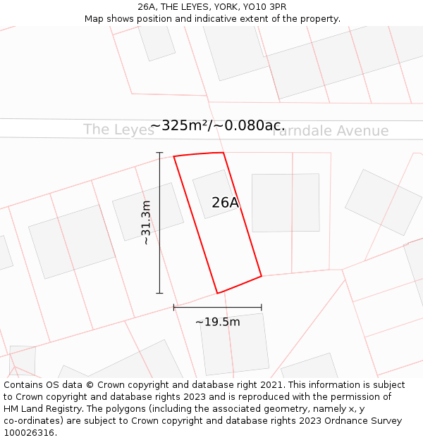 26A, THE LEYES, YORK, YO10 3PR: Plot and title map