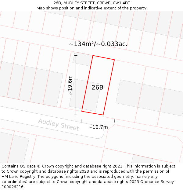 26B, AUDLEY STREET, CREWE, CW1 4BT: Plot and title map