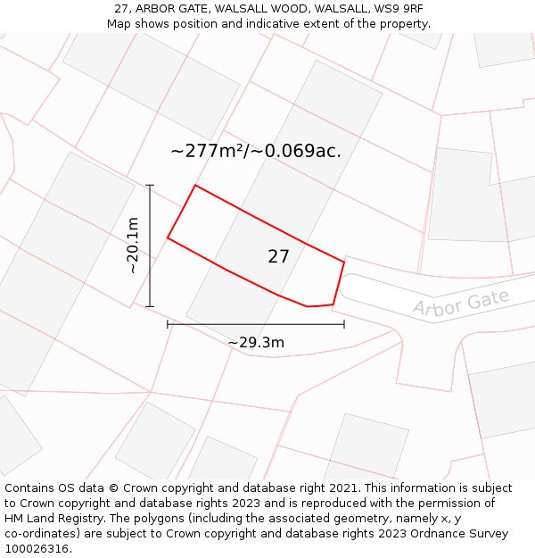 27, ARBOR GATE, WALSALL WOOD, WALSALL, WS9 9RF: Plot and title map