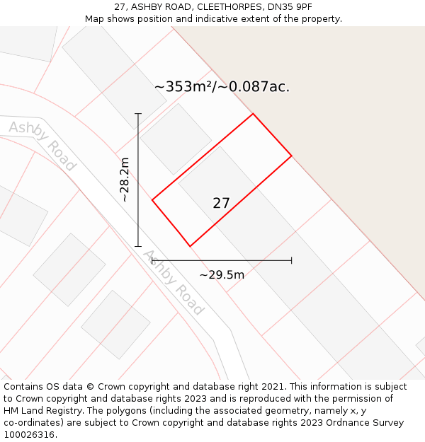 27, ASHBY ROAD, CLEETHORPES, DN35 9PF: Plot and title map