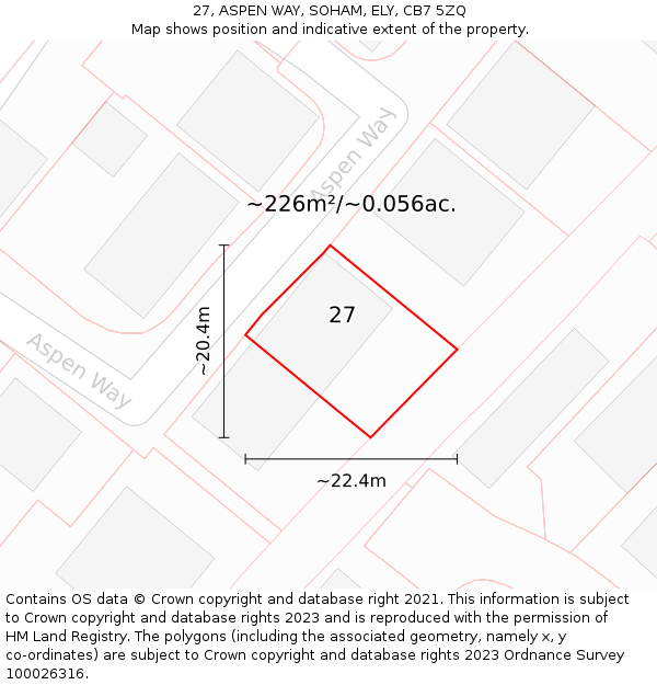 27, ASPEN WAY, SOHAM, ELY, CB7 5ZQ: Plot and title map