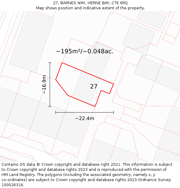 27, BARNES WAY, HERNE BAY, CT6 6RQ: Plot and title map