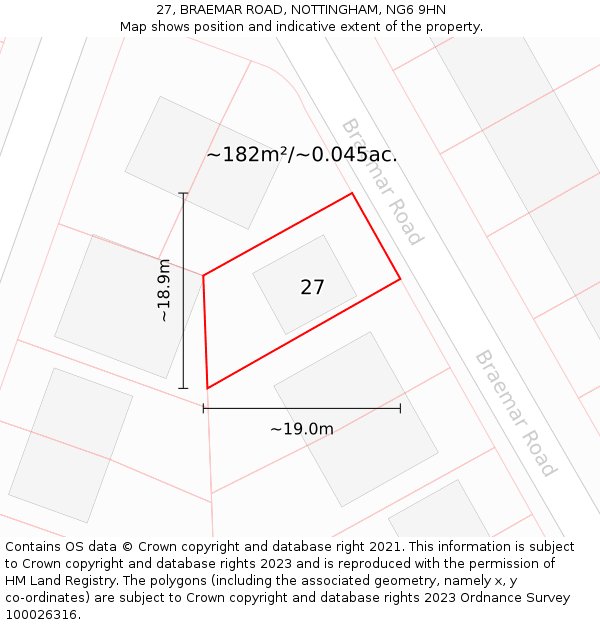 27, BRAEMAR ROAD, NOTTINGHAM, NG6 9HN: Plot and title map