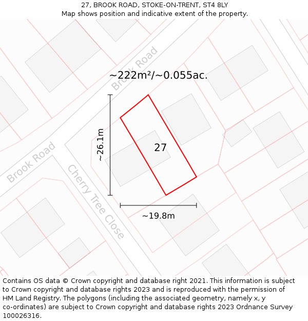 27, BROOK ROAD, STOKE-ON-TRENT, ST4 8LY: Plot and title map