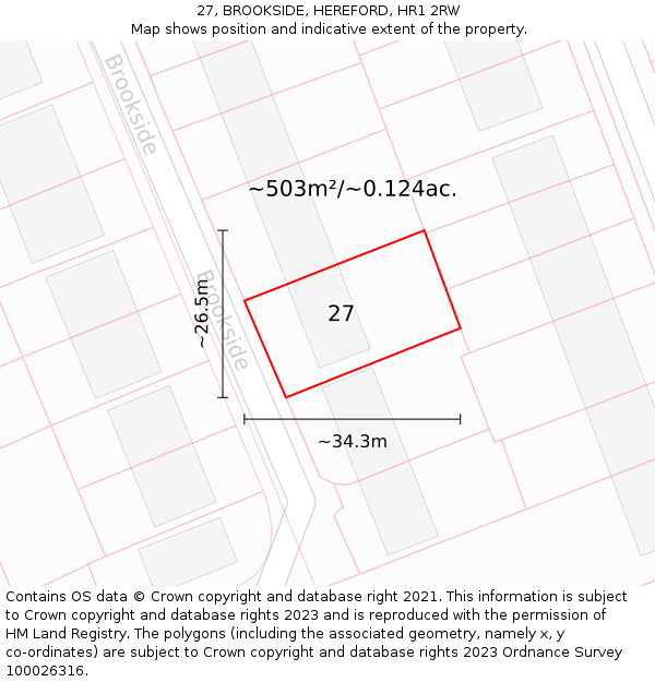 27, BROOKSIDE, HEREFORD, HR1 2RW: Plot and title map