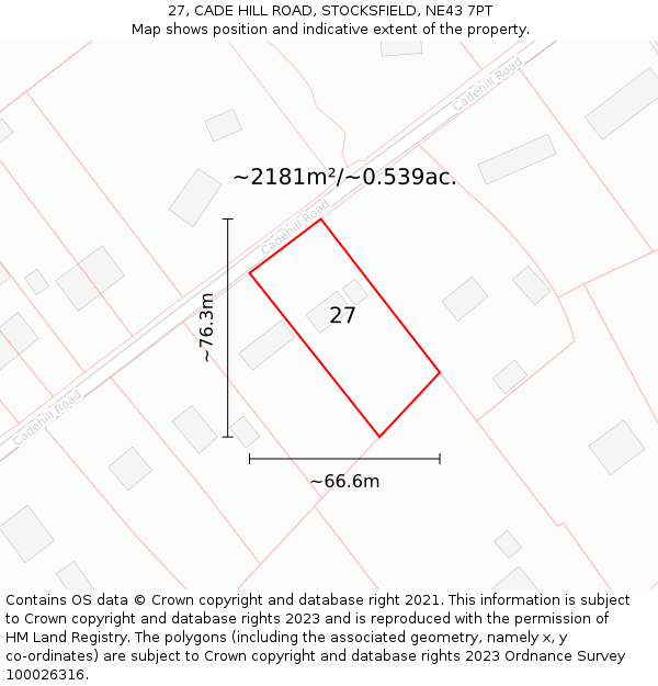 27, CADE HILL ROAD, STOCKSFIELD, NE43 7PT: Plot and title map