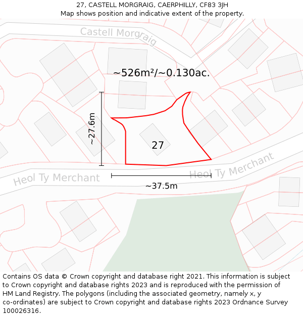 27, CASTELL MORGRAIG, CAERPHILLY, CF83 3JH: Plot and title map