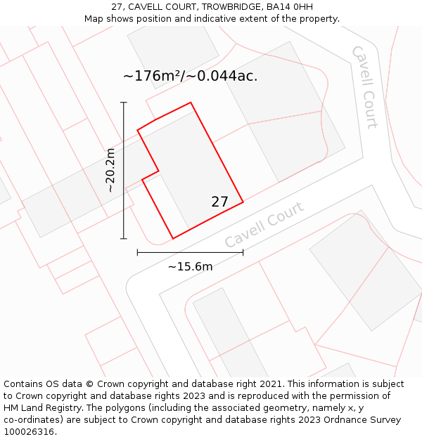 27, CAVELL COURT, TROWBRIDGE, BA14 0HH: Plot and title map