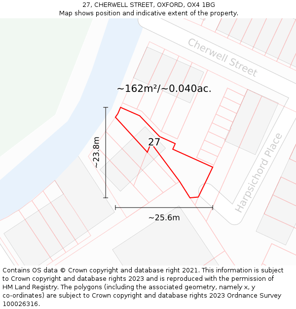 27, CHERWELL STREET, OXFORD, OX4 1BG: Plot and title map