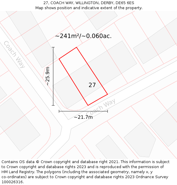 27, COACH WAY, WILLINGTON, DERBY, DE65 6ES: Plot and title map