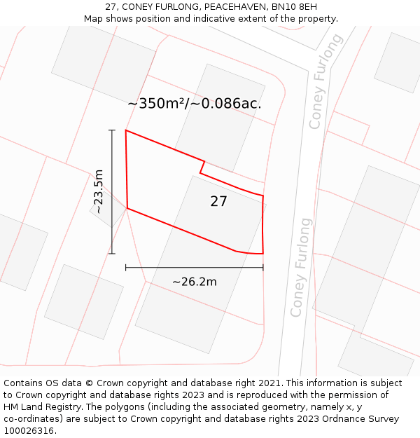 27, CONEY FURLONG, PEACEHAVEN, BN10 8EH: Plot and title map