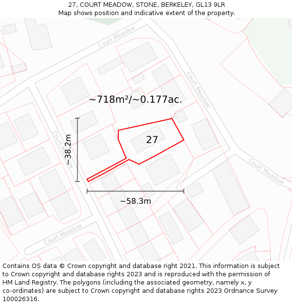 27, COURT MEADOW, STONE, BERKELEY, GL13 9LR: Plot and title map