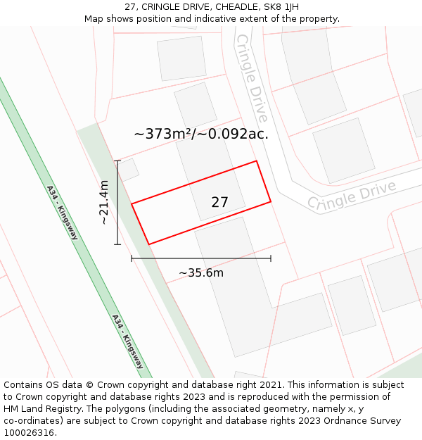 27, CRINGLE DRIVE, CHEADLE, SK8 1JH: Plot and title map