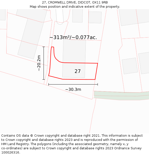 27, CROMWELL DRIVE, DIDCOT, OX11 9RB: Plot and title map