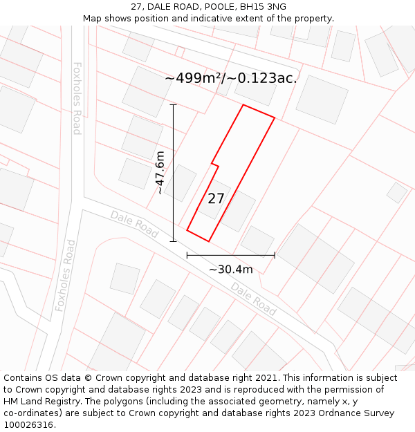 27, DALE ROAD, POOLE, BH15 3NG: Plot and title map