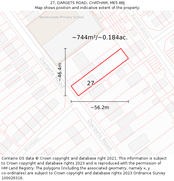 27, DARGETS ROAD, CHATHAM, ME5 8BJ: Plot and title map